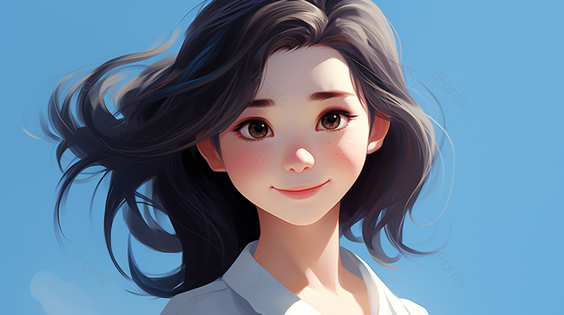 微笑短发卡通小清新女孩,插画/手绘图,插画/手绘图库,插画/手绘图下载,插画/手绘